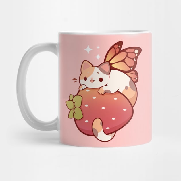 Calico strawberry fairy cat by Rihnlin